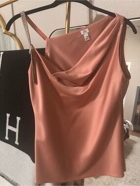 River Island Satin One-Shoulder Tank - Rose